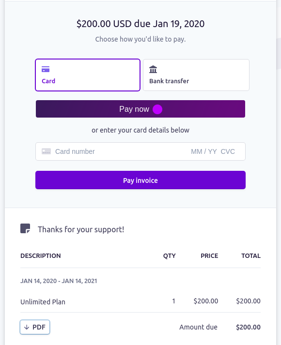 Stripe Invoice